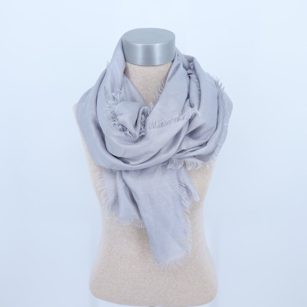 Nordstrom Cashmere Silk Fringe Scarf Light Gray Unisex